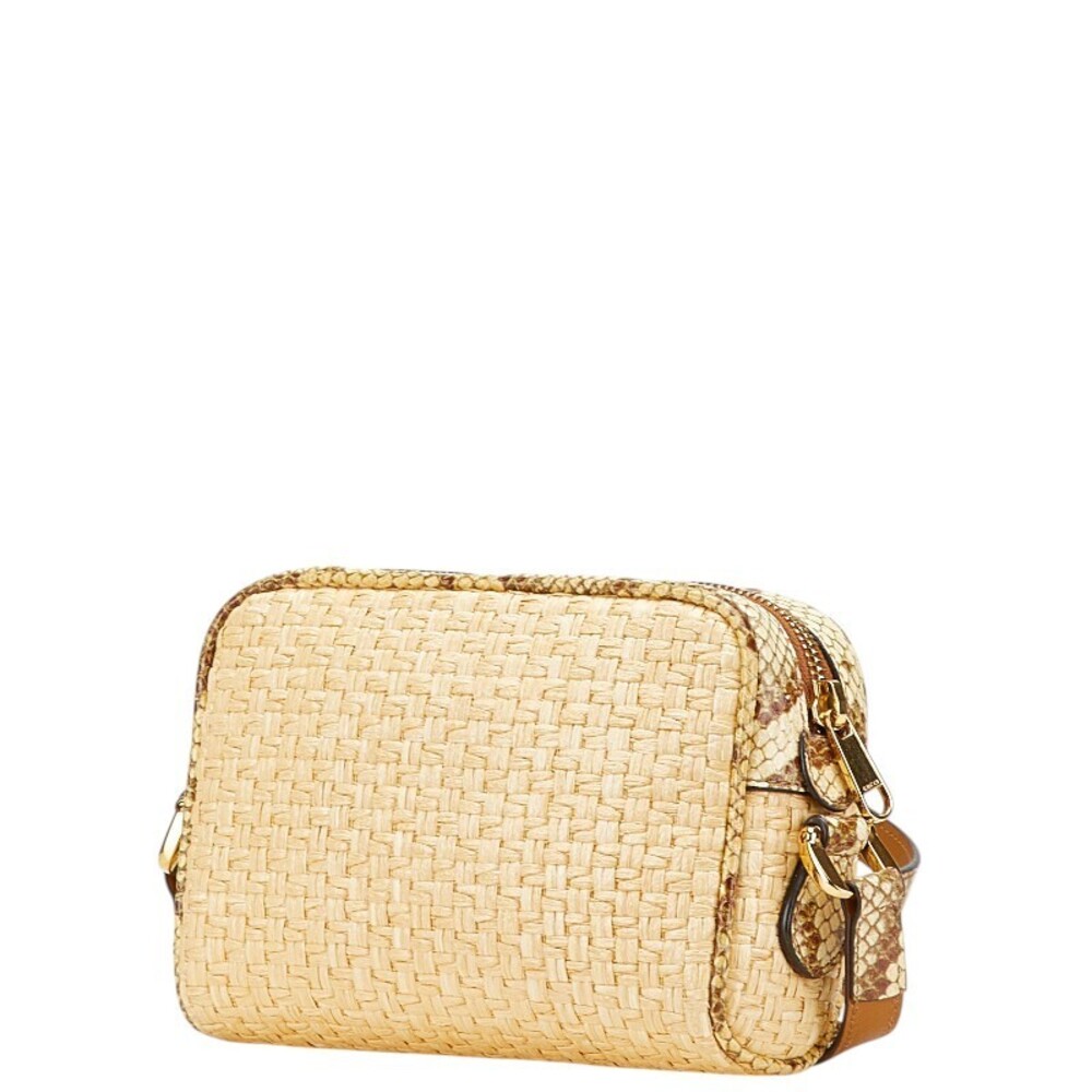 Gucci Bag Shoulder GG Beige Leather Marmont Raffia Crossbody Tan Python